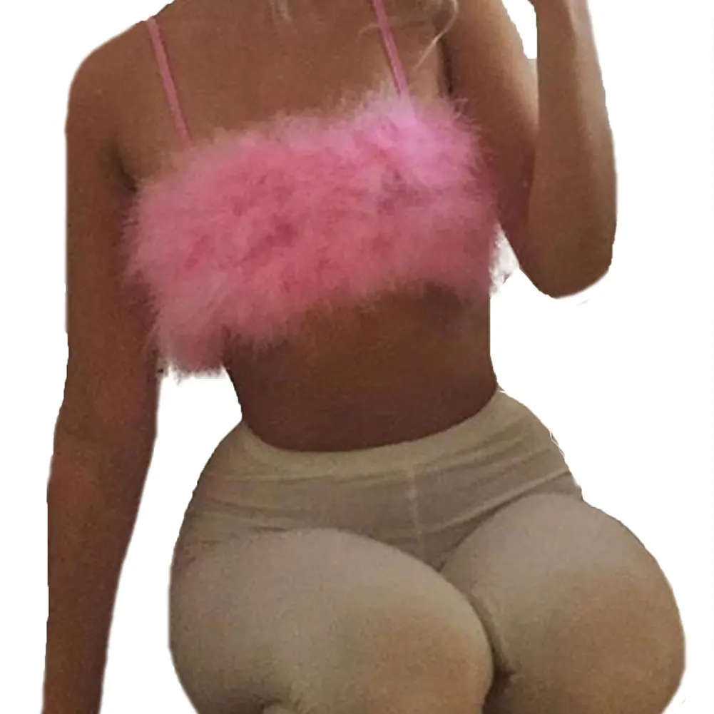 Женский укороченный топ без рукавов розовая уличная одежда из искусственного