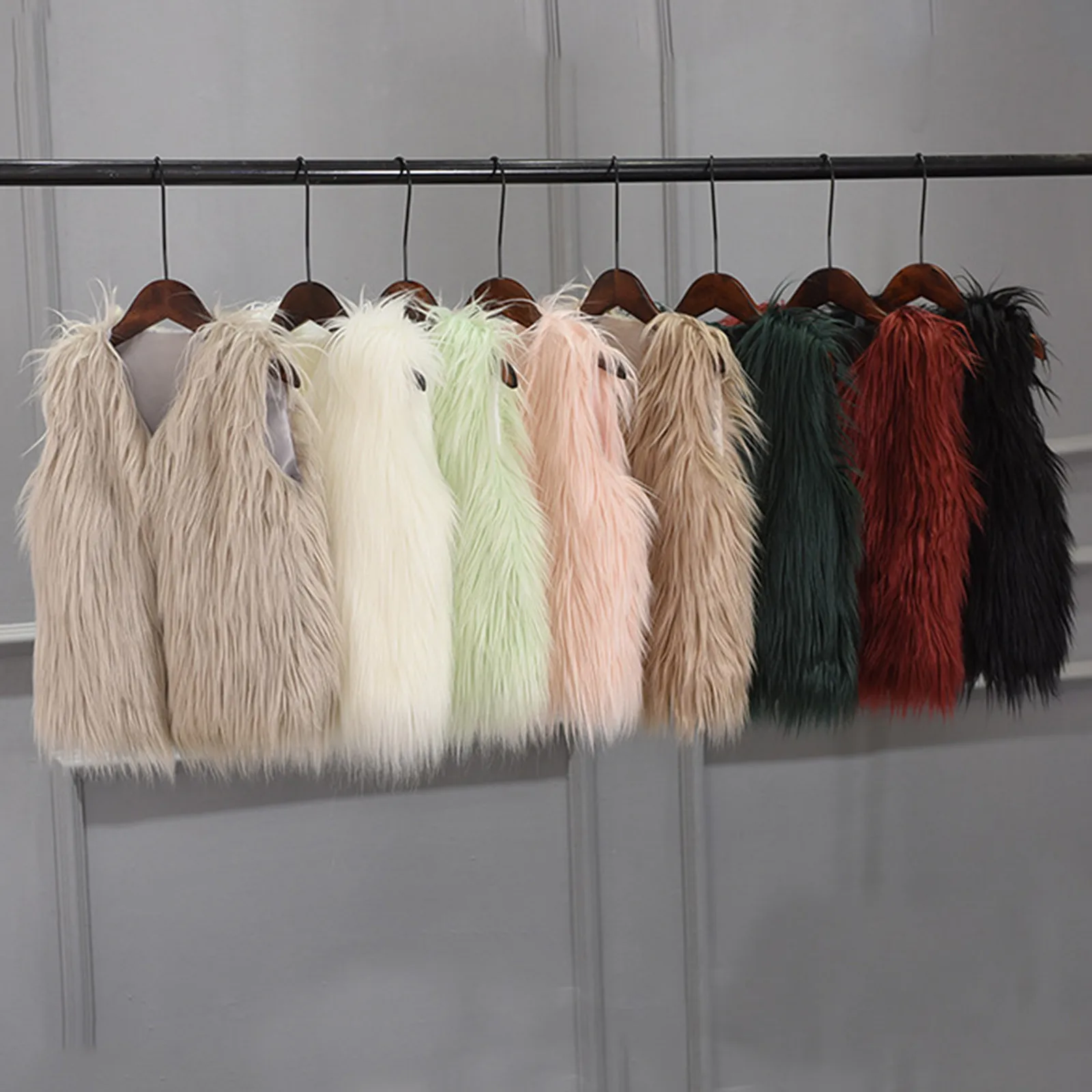 Жилет для девочек одежда детская зимняя куртка из искусственного меха маленьких