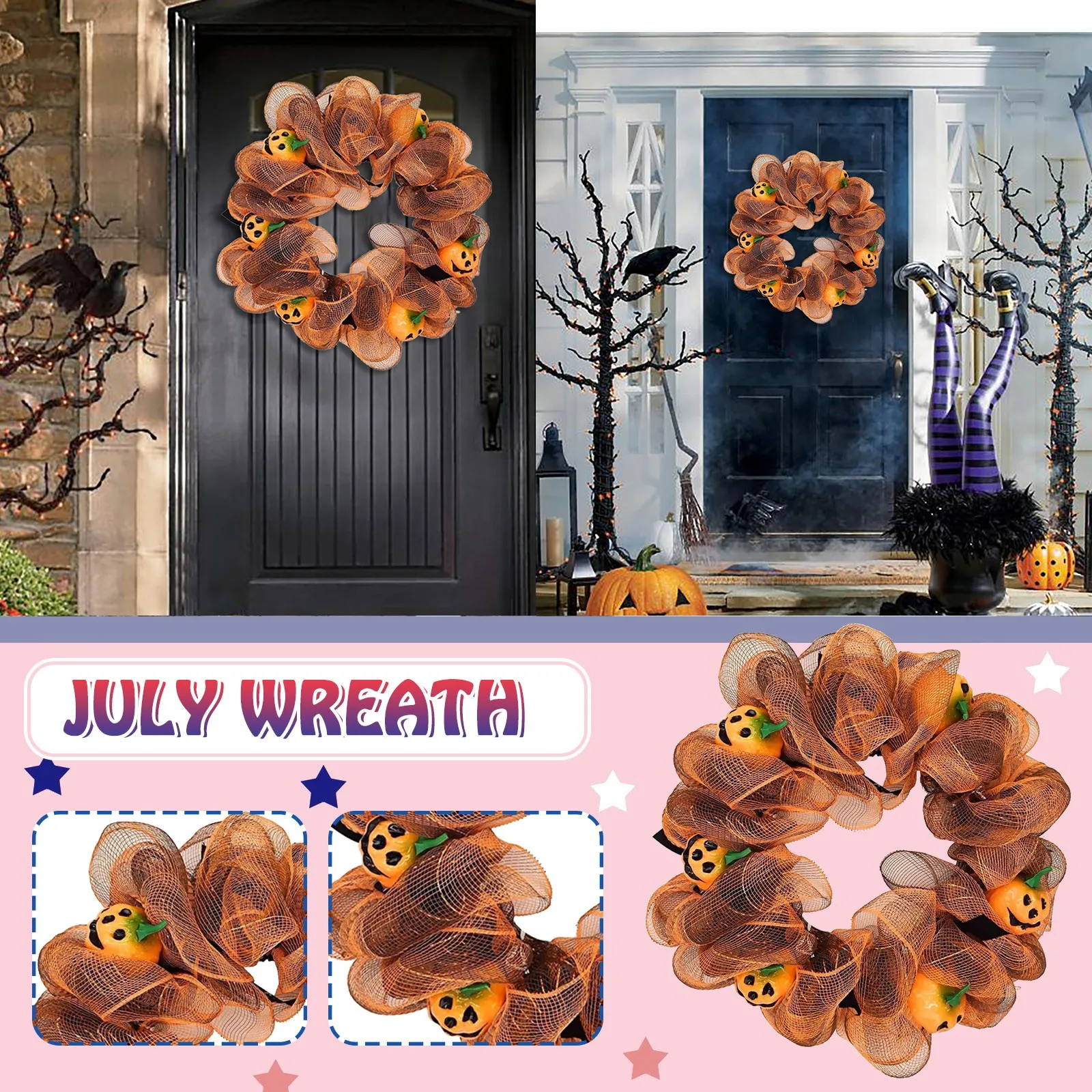 Осенний венок домашний декор для Хэллоуина косплей искусственная входная дверь