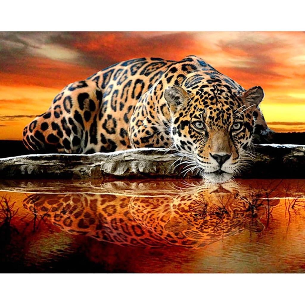 

Home Supplies 5D Diamond Painting Handmade Mosaic "Animal Leopard"DIY Full Square Round Cross stitch Diamond Art Decoration Gift