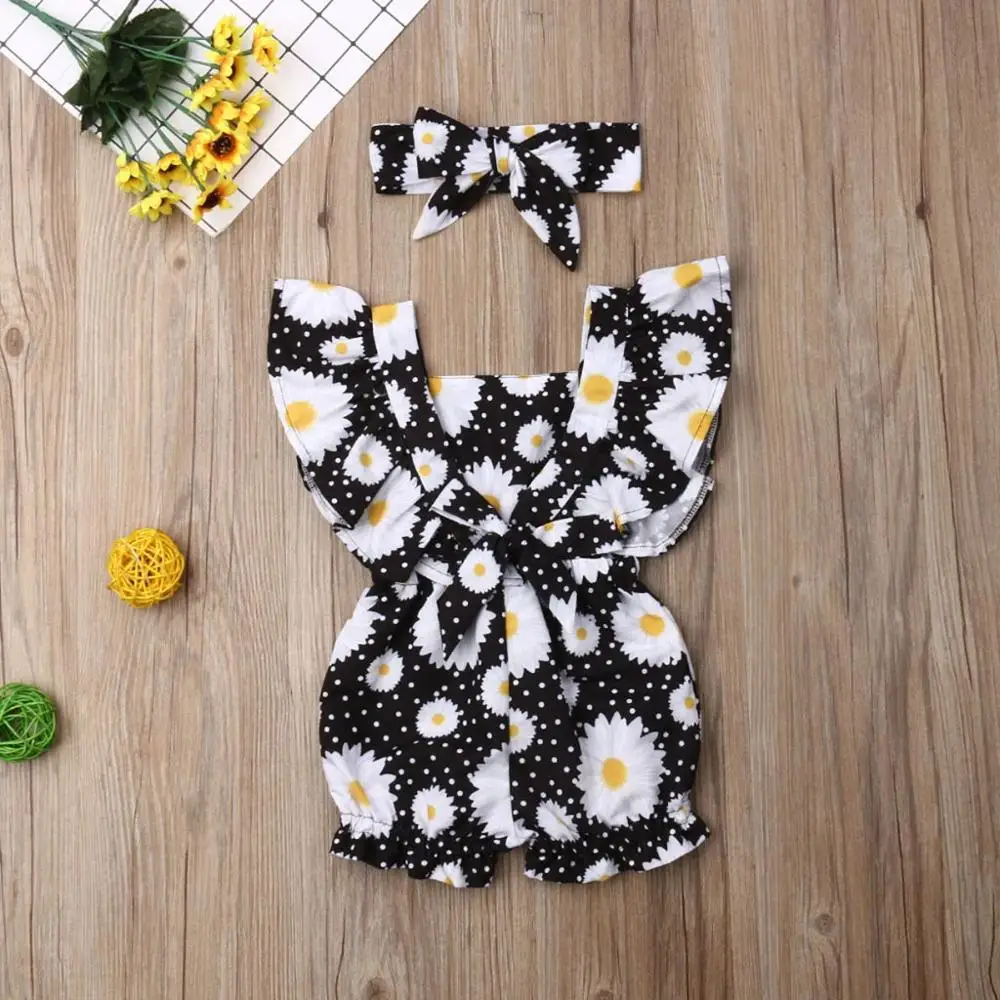 Детский комбинезон с оборками и рукавами фонариками на лето|Ромперы| |