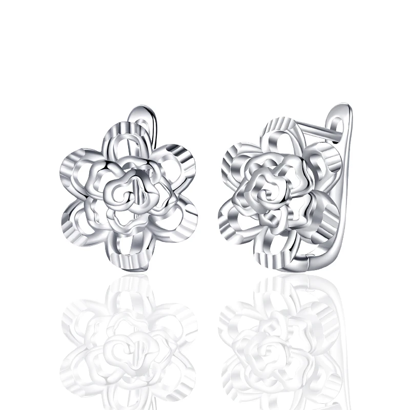 Новые модные простые серьги-гвоздики с полыми цветами медные маленькие серьги