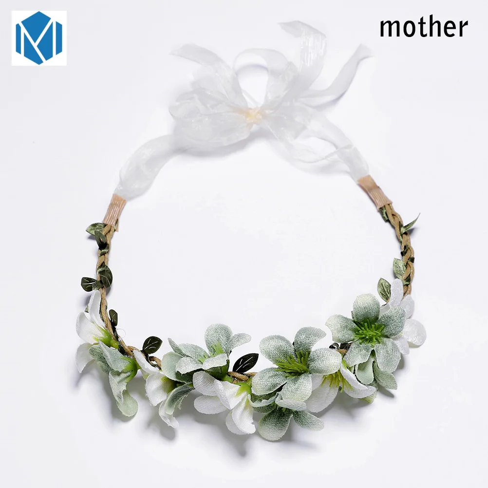 Mommy-E Милый венок для мамы и детей, Цветочная корона, Цветочная повязка на голову, свадебные повязки на голову, гирлянды для девочек, цветочная гирлянда, сладкая принцесса, Wianek Kwiatowy - Цвет: Mommy-E