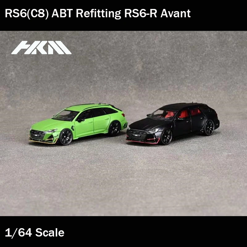 

Модель автомобиля HKM 1:64 RS6(C8) ABT, регулируемая модель автомобиля из сплава под давлением, зеленая и черная