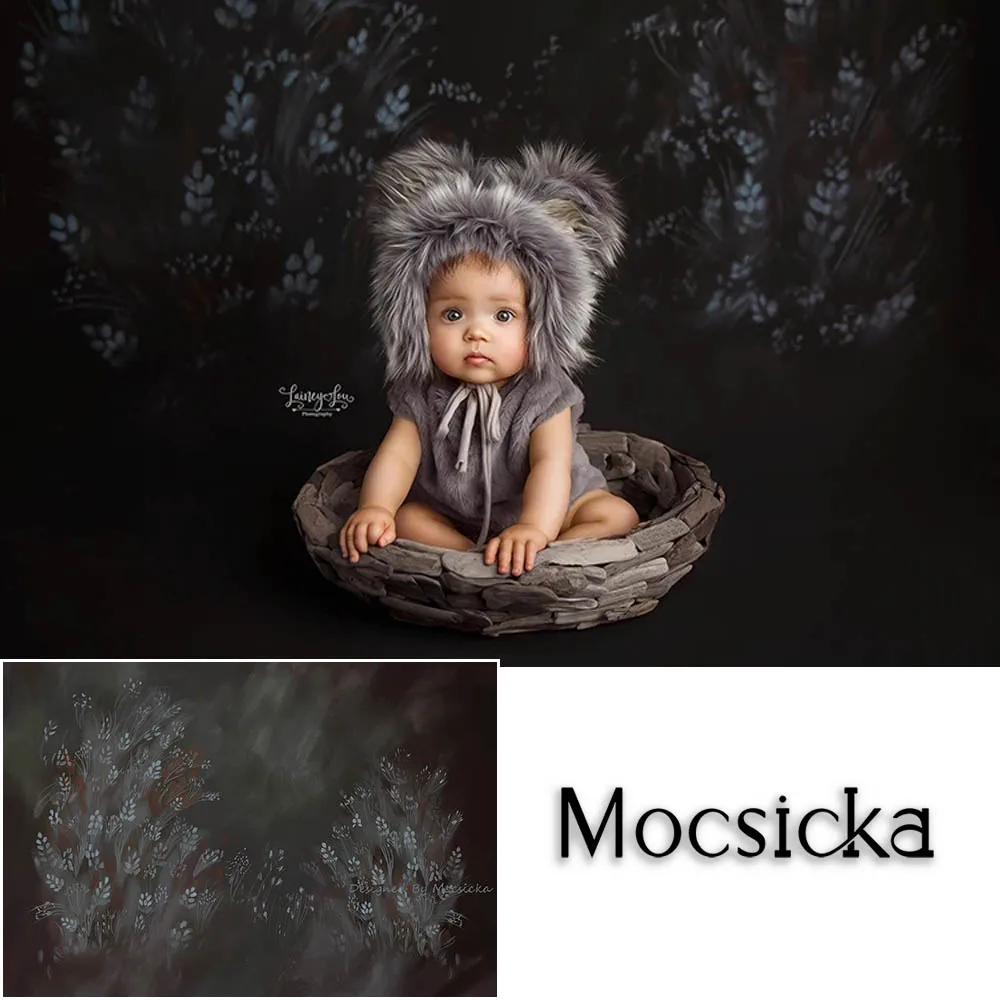 Mocsicka Темно-Серые цветы для новорожденных портрет фотосессия фон фотостудии