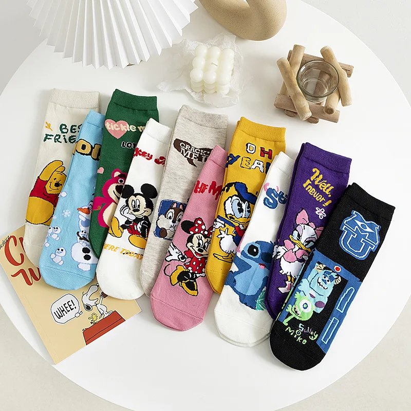 

NEW Disney Theme Women Cartoon Socks Cotton Minnie Mickey Mouse and Donald Duck Winnie the Pooh Cute Socks