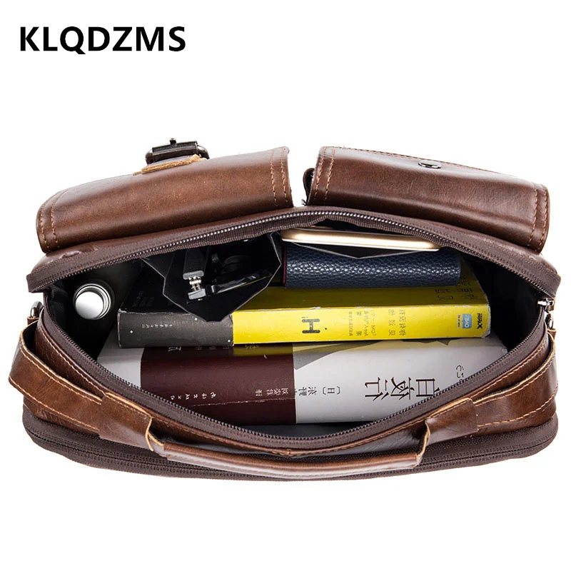 KLQDZMS Genuine Leather Men's Messenger Bag Business Briefcase Office Business Handbag Personalized  Travel Bag Hot Sell