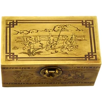 antique chinese treasure chest antique bronze stationery storage box antique retro brass lock jewelry ornament box