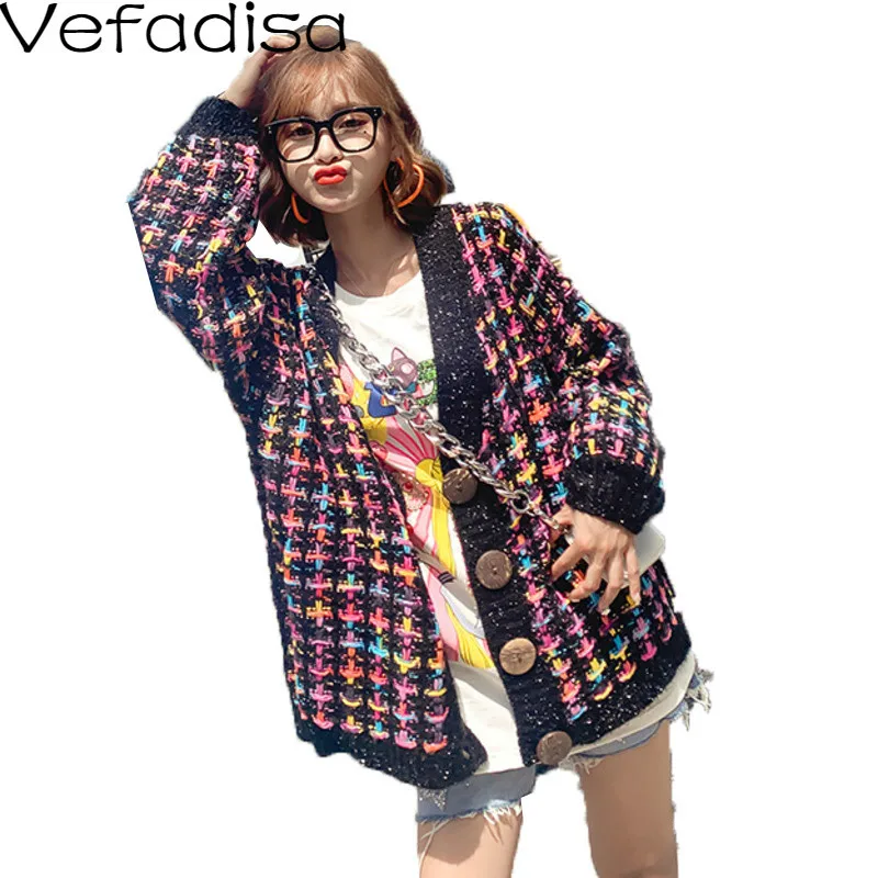 Vefadisa зимний кардиган свитер пальто Женский вязаный с принтом повседневный