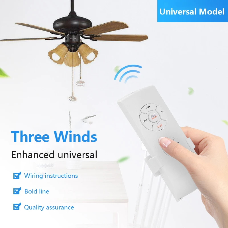 

Smart Universal Ceiling Fan Lamp Remote Control Kit 110-240V Timing Setting Switch Adjusted Wind Speed Transmitter Receiver