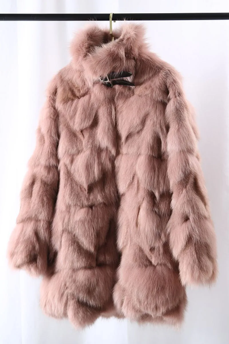 

Женское пальто средней длины с натуральным мехом лисы, теплое пальто с лисьим мехом, зимнее пальто для путешествий, плотная верхняя одежда