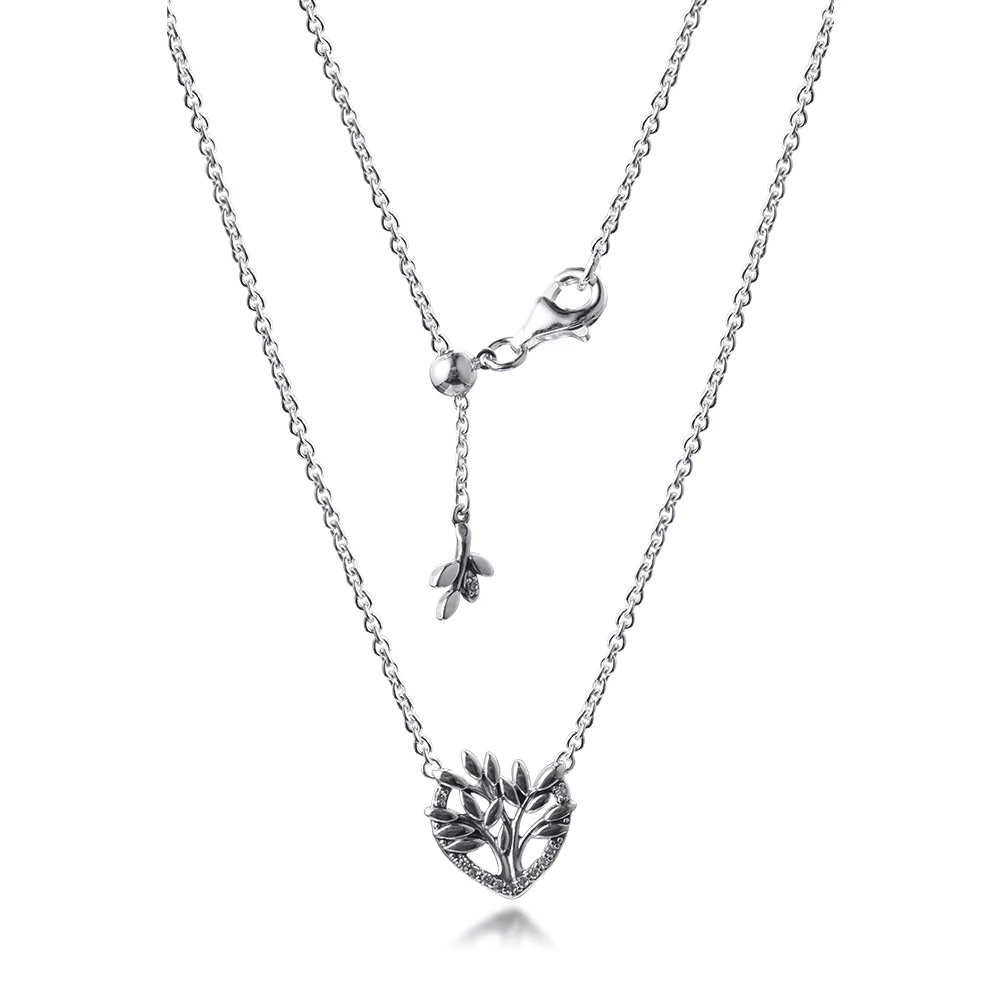 

CKK Heart Family Tree Necklace Choker Pendant Colgantes Chakra Collares Pingente 925 Sterling Silver Women Jewelry