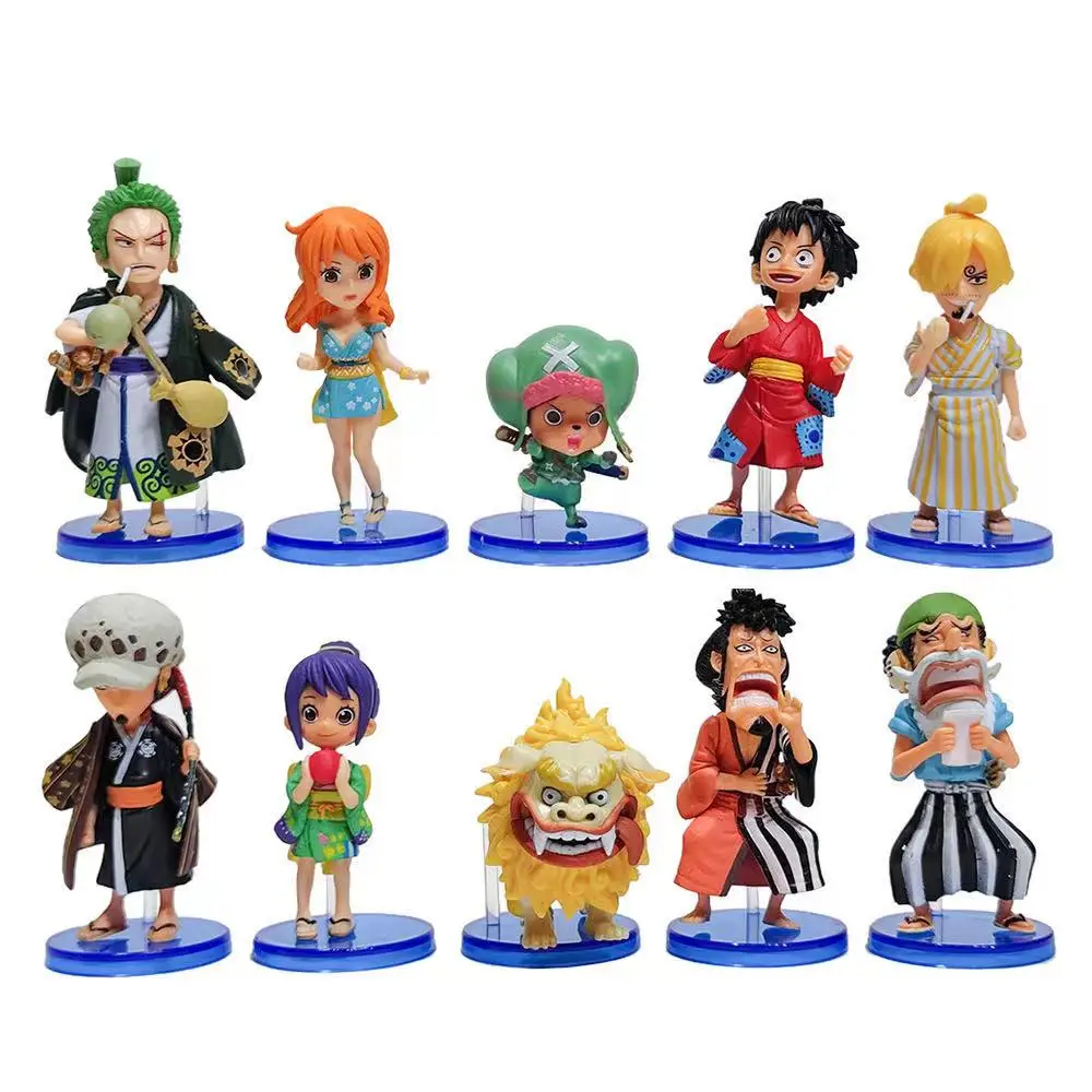

Anime One Piece Wano Luffy Nami Roronoa Zoro Chopper Sanji Usopp Trafalgar Law PVC Action Figure Collection Model Kids Toys Doll