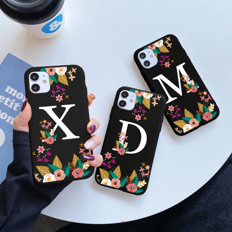 Чехол с буквами алфавита для Xiaomi Redmi Note 10 9 8 Pro Обложка инициалами 10S 9S 9T 8T