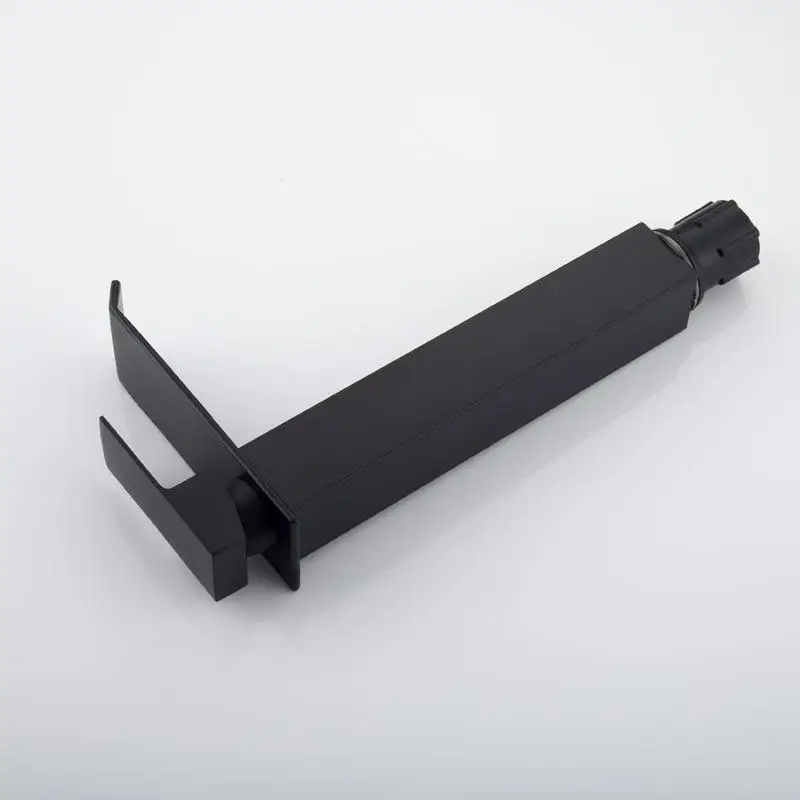 Высокий смеситель для раковины в ванную комнату кран черный квадратный моно с