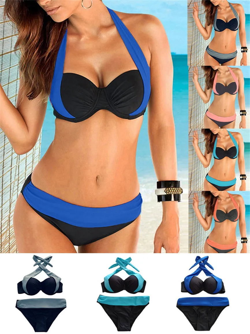 Женский купальник бюстгальтер с вкладышами пуш ап Бандо низкой талией бикини