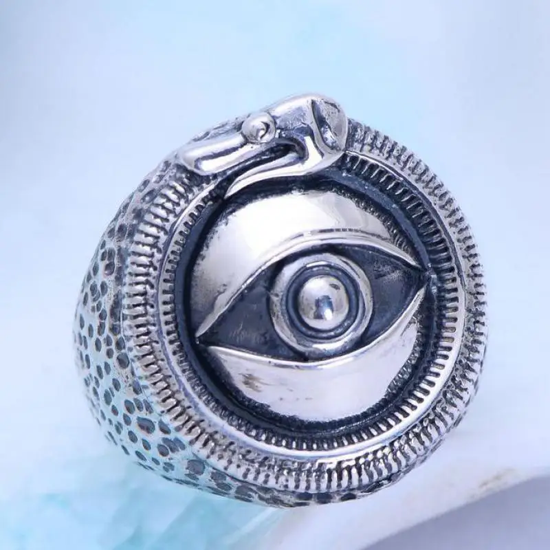 Настоящее твердое 925 пробы Серебряное Винтажное кольцо Gods Eye для мужчин и женщин