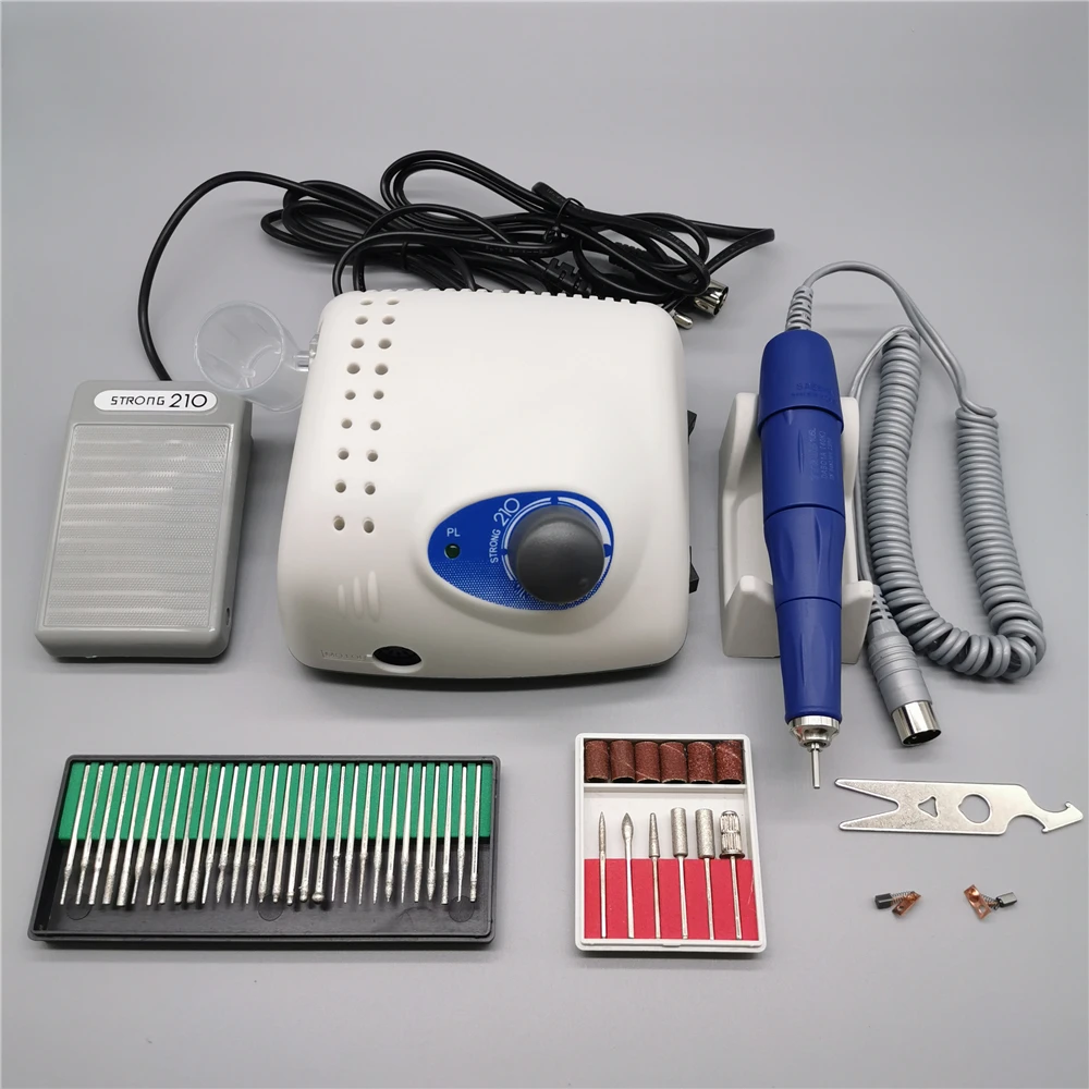 65 Вт, 40000 об/мин, электрическая дрель для ногтей, машинка для маникюра, для педикюра, сильная модель 210, 105л, наконечник, пилочка для ногтей, оборудование для дизайна ногтей