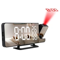 dual loud smart projection alarm clock snooze function for bedroom radio usb digital alarm clockmirror led display fm radio