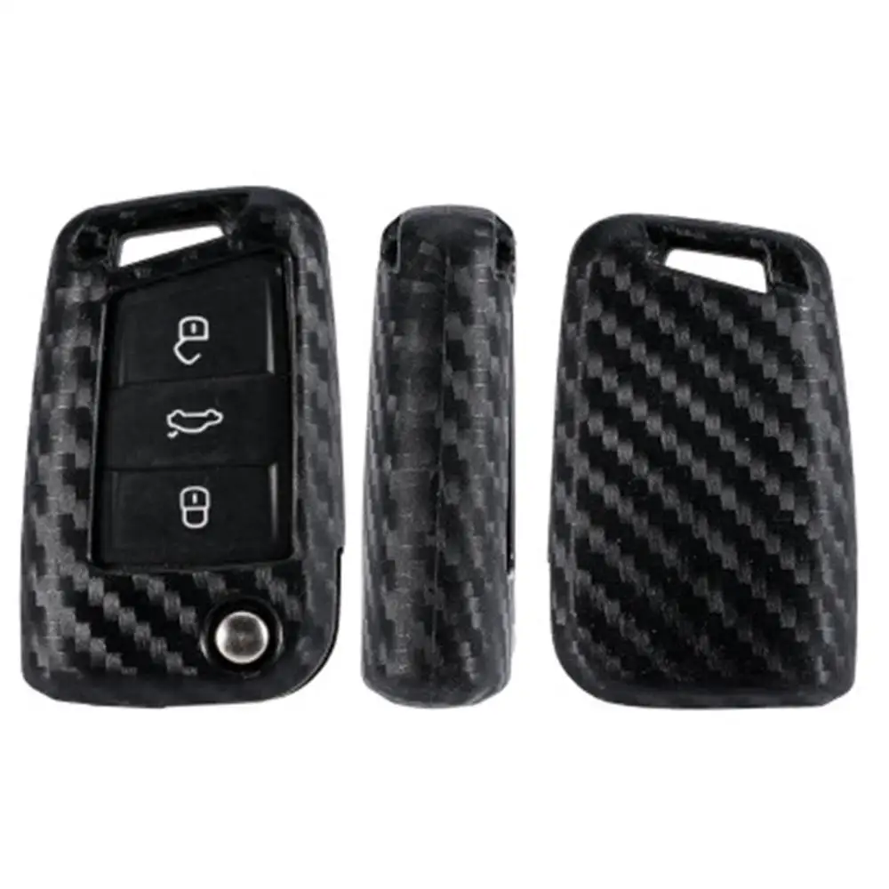 Прочный чехол для автомобильного ключа VW Golf 7 GTI R MK7 Tiguan из углеродного волокна