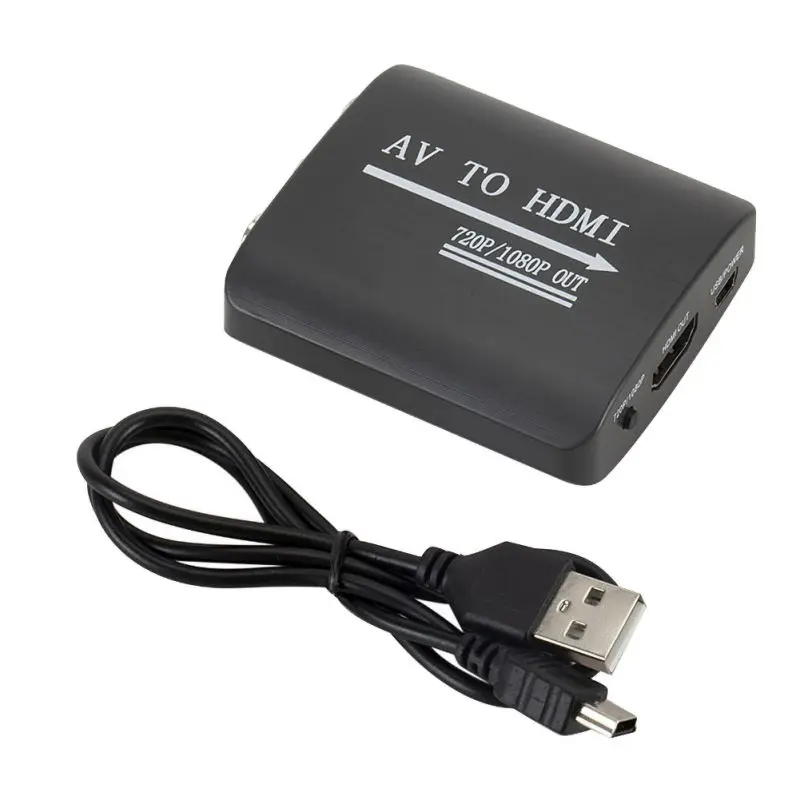 Mini AV To HDMI Video Converter Box 1080P CVBS RCA Adapter For HDTV TV PS3 PS4 PC DVD Xbo |