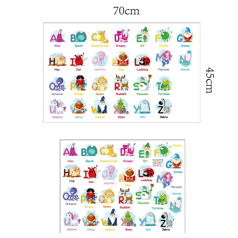 Распродажа 1 шт. мультфильм джунгли дикие 26 букв Животные наклейки на стену для