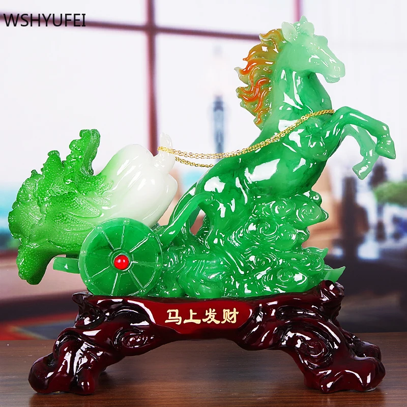 Китайская статуя лошади из смолы украшения скульптура УДАЧИ Ремесла Декор для