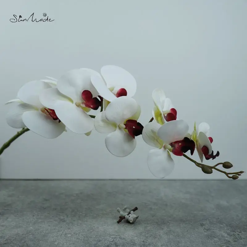 SunMade 9 головок ветка орхидеи белые цветы искусственные домашний декор свадебное