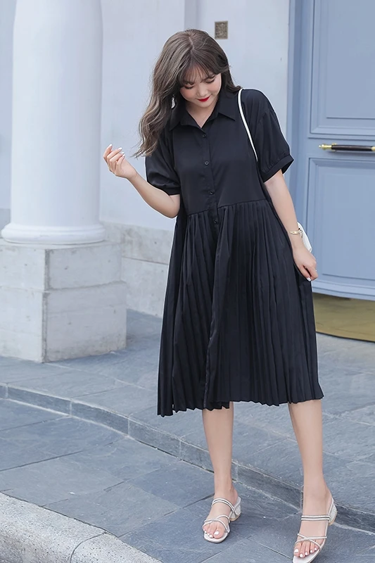 

COIGARSAM 3XL Plus Size Loose Women dress Dresses Black 593