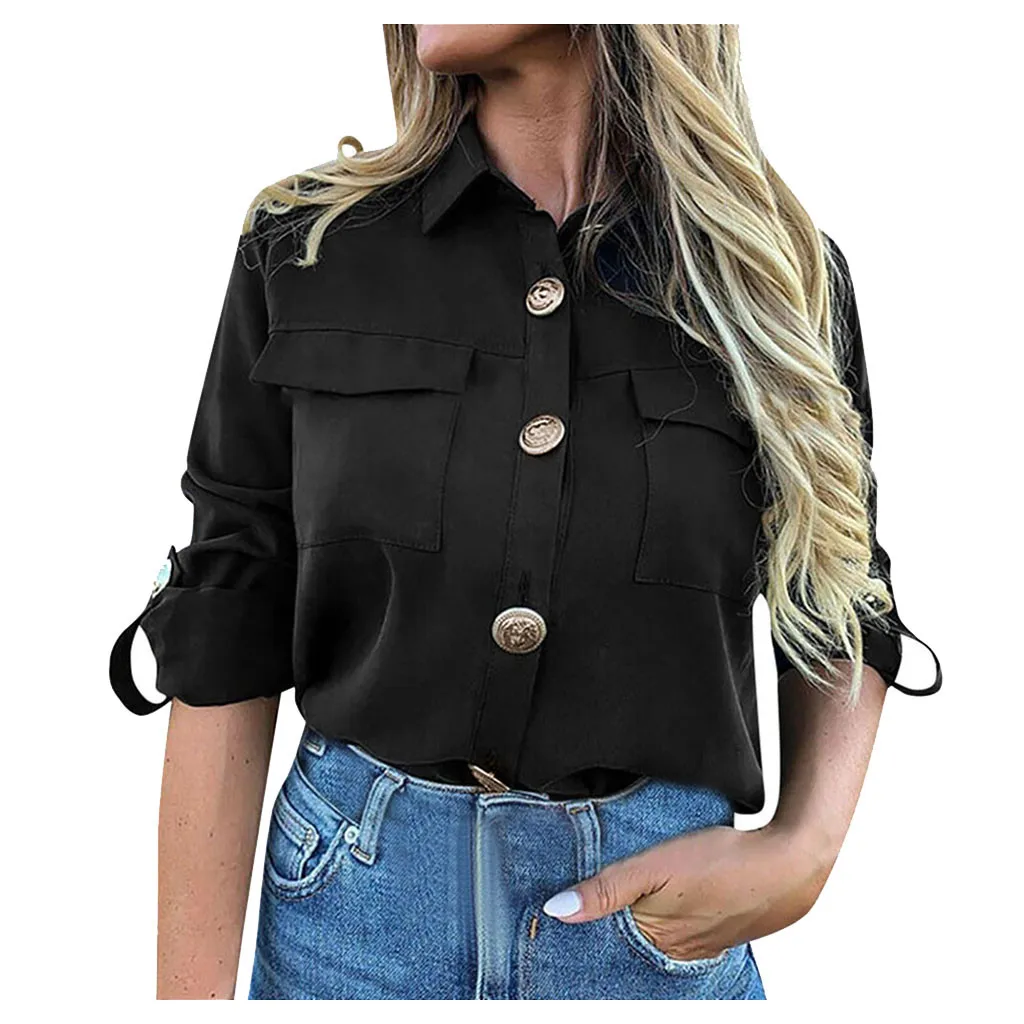 Женская блузка с длинным рукавом на пуговицах | одежда