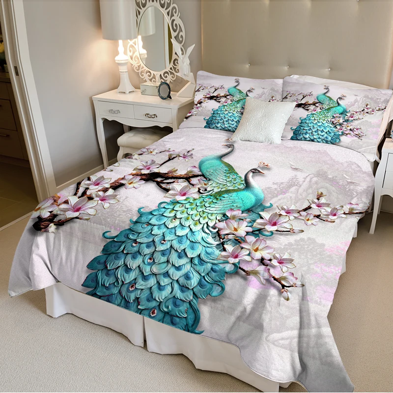 

Peacock Bedding Set Luxury Modern Quilt Cover 200x200 Duvet Cover Pillowcase King Queen Twin Full Size 220x240 Double Single