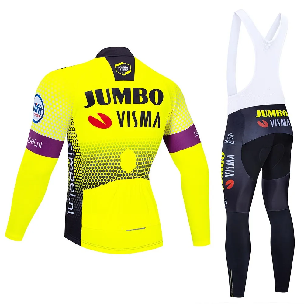 Профессиональная команда Jumbo Visma зимний флисовый с длинными рукавами Джерси костюм теплый мужской велосипед ткань горный велосипед одежда велосипед