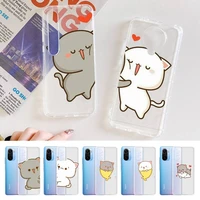 peach cat cute cartoon couple phone case for redmi note 5 7 8 9 10 a k20 pro max lite for xiaomi 10pro 10t