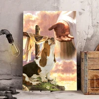 basset hound god hand photo canvas
