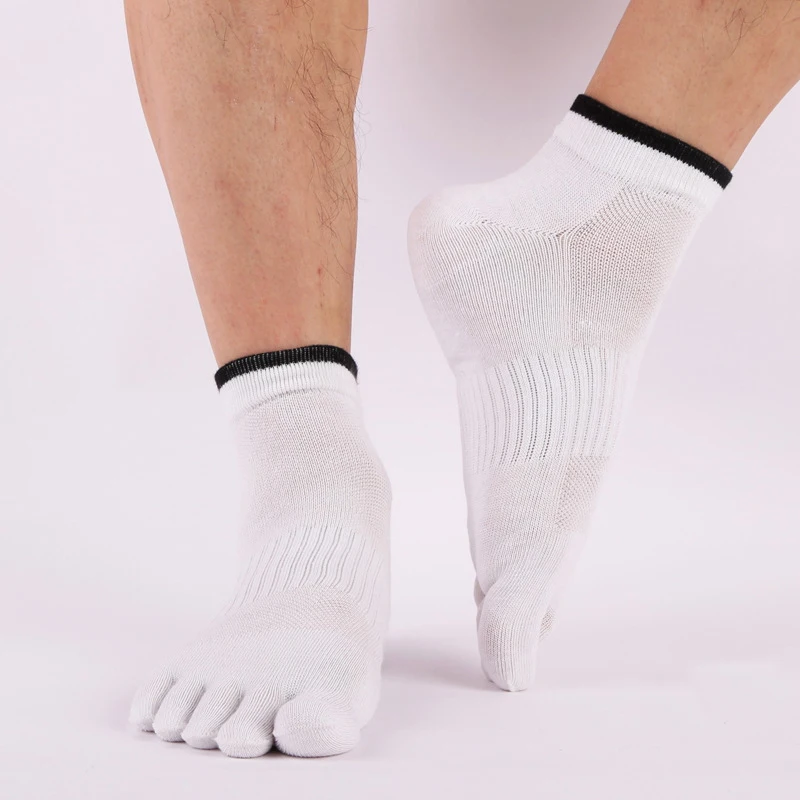 Носки мужские тонкие хлопковые для йоги 5 носков Дышащие Короткие черные серые