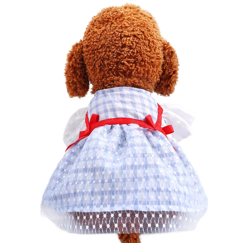

Dog Lace Tullle Dress Pet Dog Clothes for Small Dogs Party Birthday Wedding Bow Knot Dress Ball Gown Puppy Costume Plaid Dresses