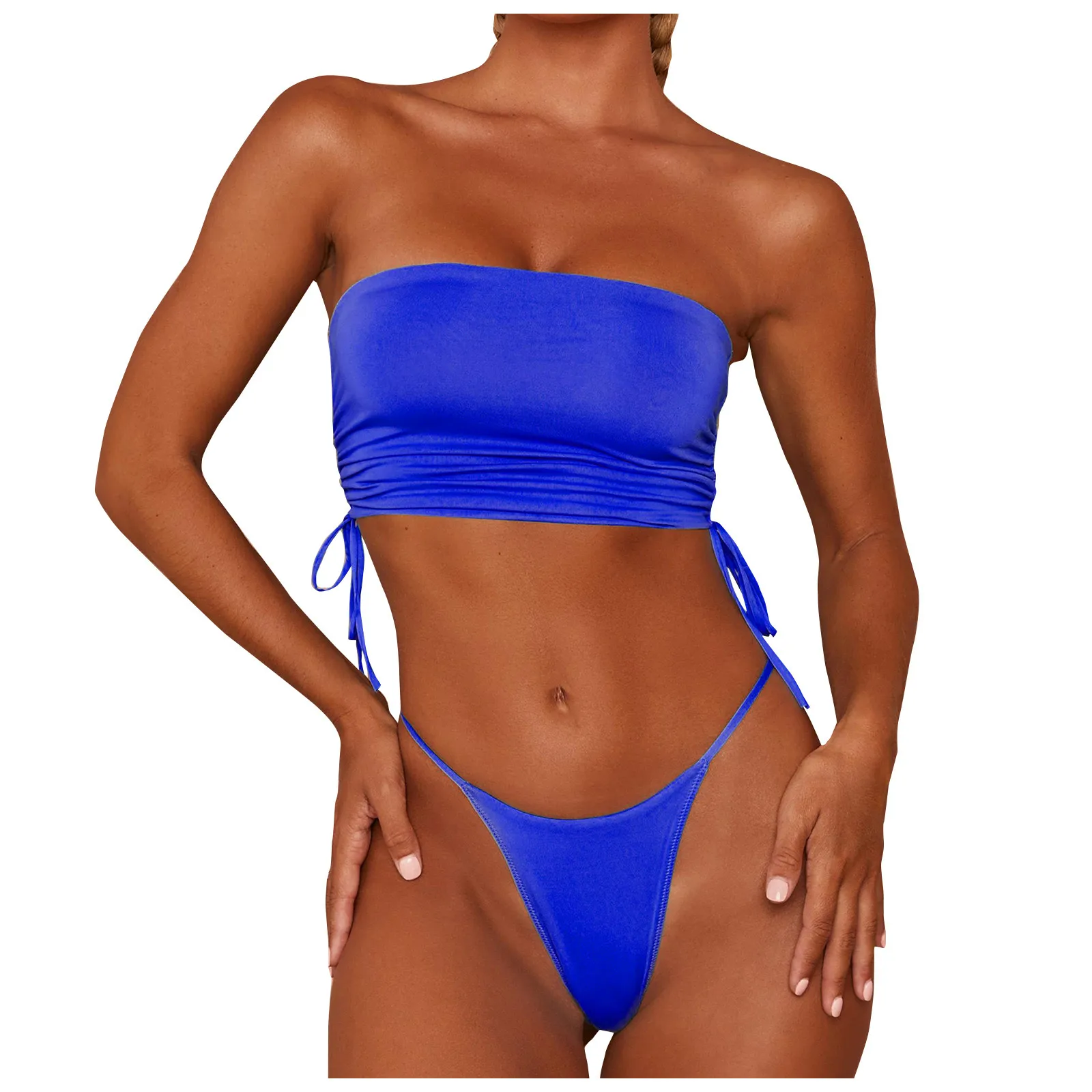 Женский сексуальный купальник однотонный бандажный из двух частей бикини