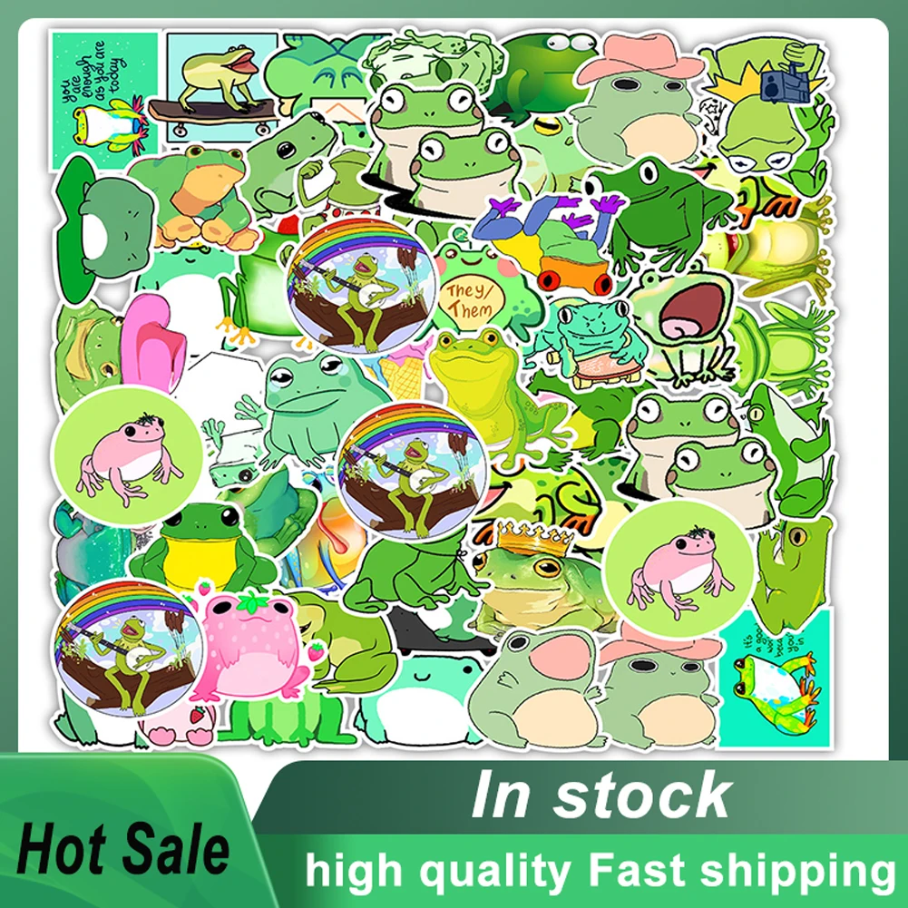 

50Pcs/Lot 2021 Mixed Frog Parrot Pvc Anime Stickers Cute Decoration Stickers Assembles Graffiti Decal Toys Gift For Childrens