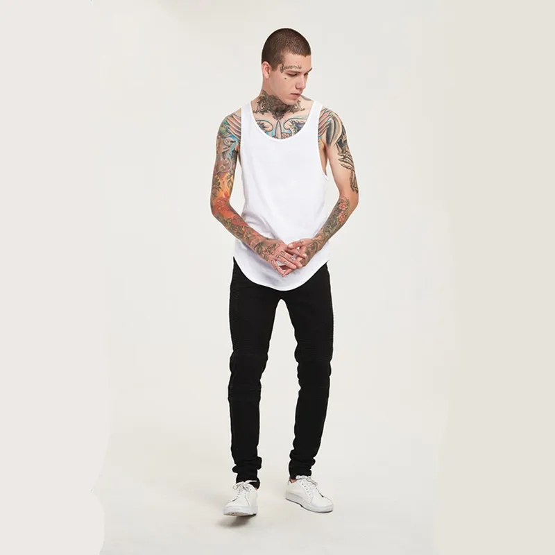 Модная мужская одежда в стиле High Street свободная майка Мужская однотонная белая