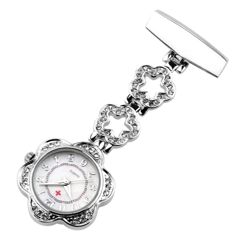 Медсестры цепь брошь со стразами цветок кулон Fob карманные часы | Наручные