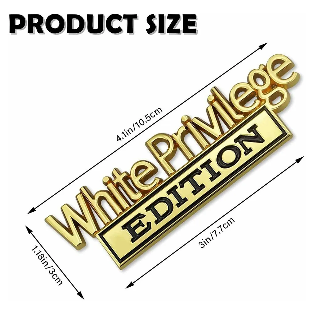 

2Pcs Set White Privilege Edition Emblem 3D Letter Badge Car Decal Metal