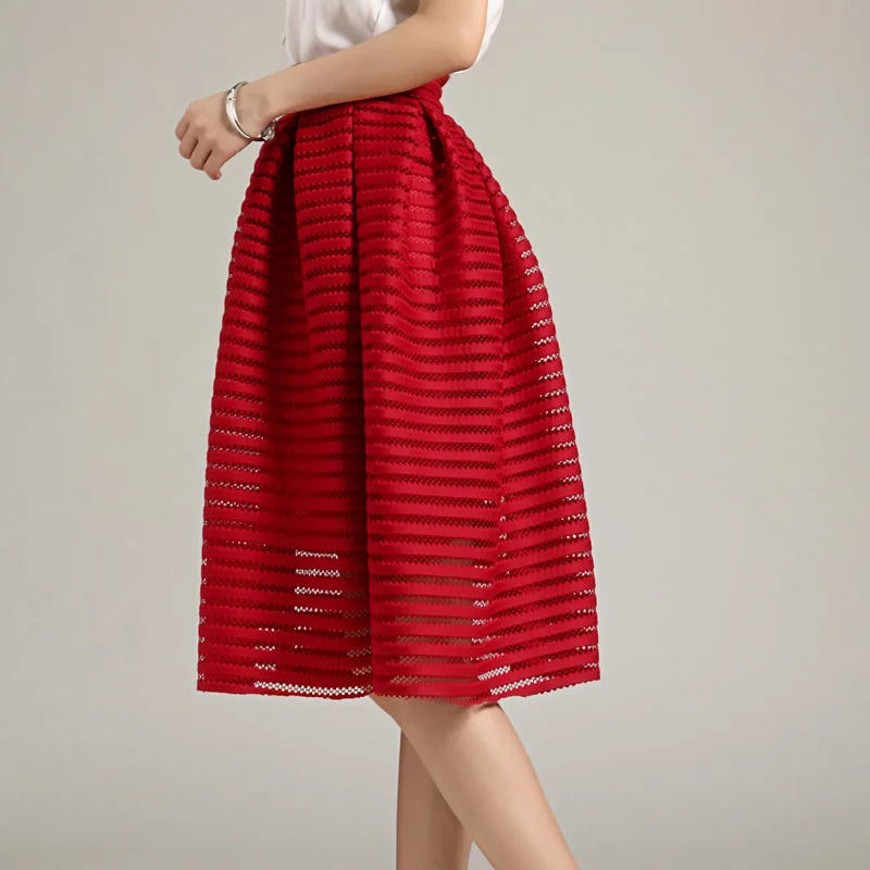 Женская Пышная юбка в полоску MWSFH черная красная с вырезом бальная длинная для