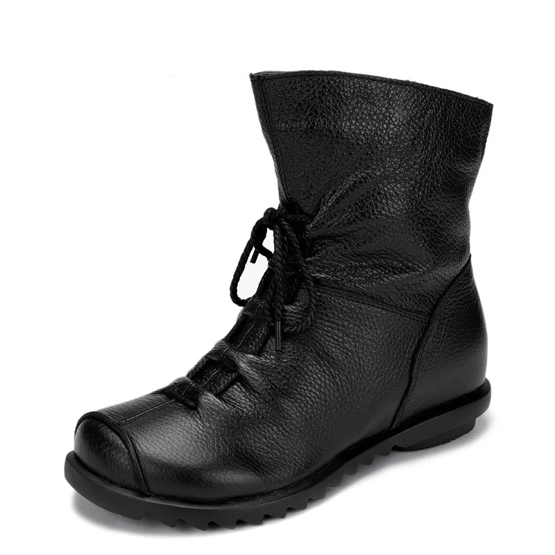 Зимние женские сапоги 2019 Модные Винтажные ботинки на молнии Женские Мягкая