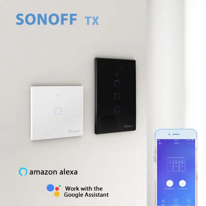 SONOFF TX T2 T3 WiFi RF LAN управление Смарт Настенные переключатели Великобритания ЕС США