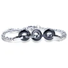 2021 простой черный и белый три маленькие круглые керамические Парные браслеты с кристаллами от Swarovski с титановой сталью для вечеринки