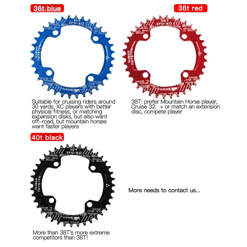 104BCD Round Shape Narrow Wide Chainring MTB Mountain Bike Bicycle 32T 34T 36T 38T 40T Crankset Single Tooth Plate Parts 104 BCD | Спорт и
