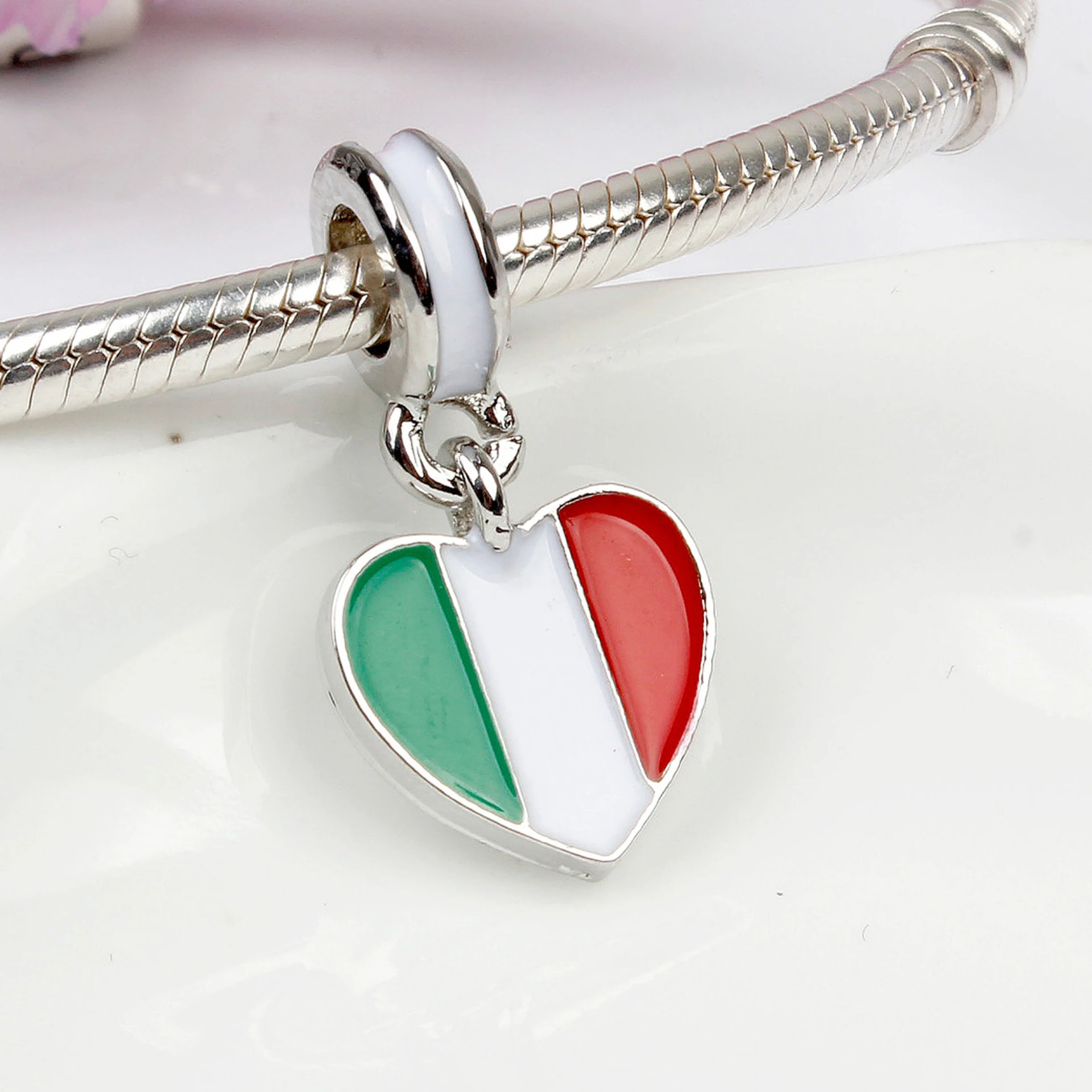 Флаги мира бусинки подходят для оригинального браслета Pandora, изготовления ювелирных изделий, браслета для женщин, подарка-тринкета, эмалированного.