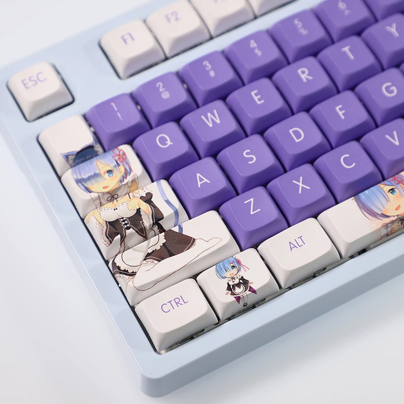 Anime Re:Zero Starting Life In Another World Rem Theme Key Caps PBT Sublimation Keycap Mechanical Keyboard Cap 108 Xmas Gift |