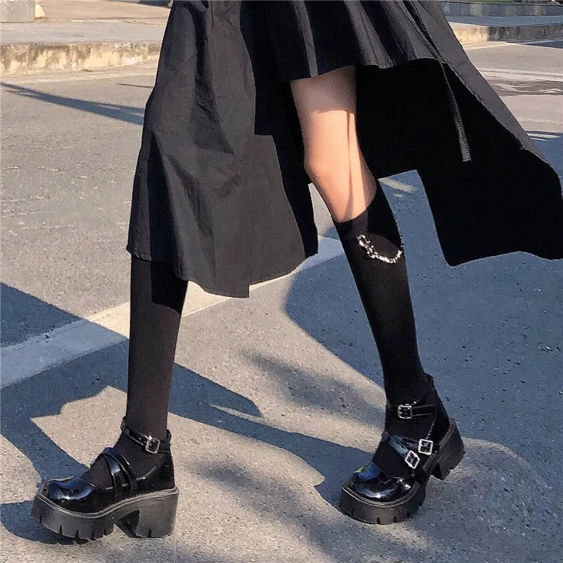 Black Stockings White Line JK Lolita stockings pantyhose Japanese School Uniform Girls Vintage For JK dress Lolita skirt