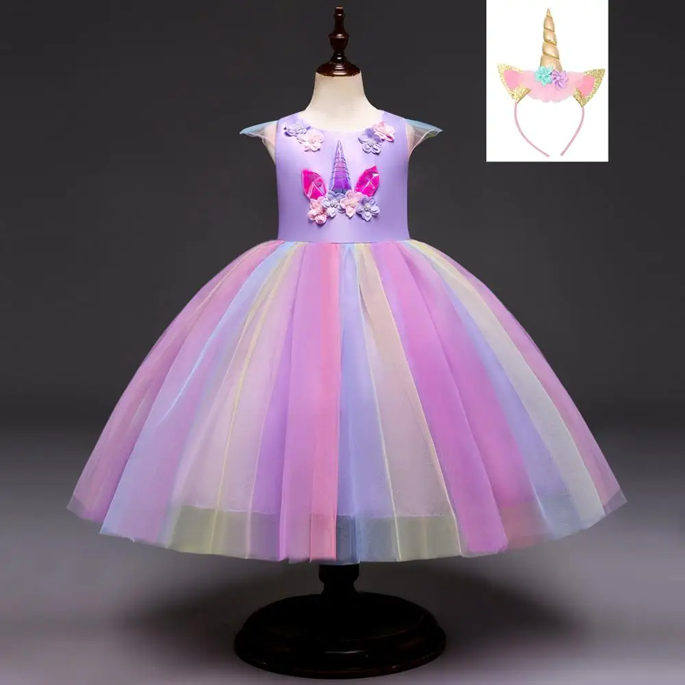 Красивый костюм единорога для маленьких девочек Карнавальный детей платье-пачка